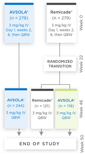 AVSOLA (infliximab-axxq) Comparative Study Design Chart